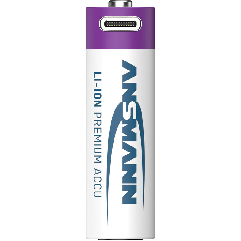 Ansmann Rechargeable Lithium-Ion AA Batteries (4-Pack, Purple & White)