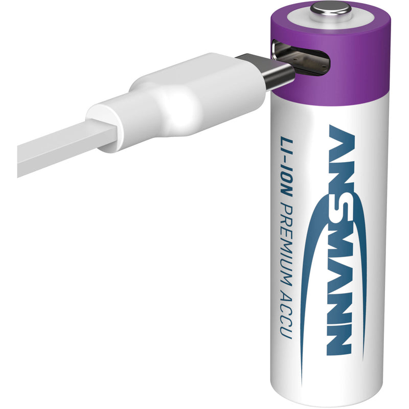 Ansmann Rechargeable Lithium-Ion AA Batteries (4-Pack, Purple & White)