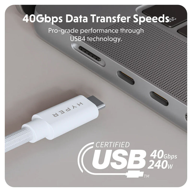 HYPER HyperDrive Next USB4 USB-C Cable (4', White)