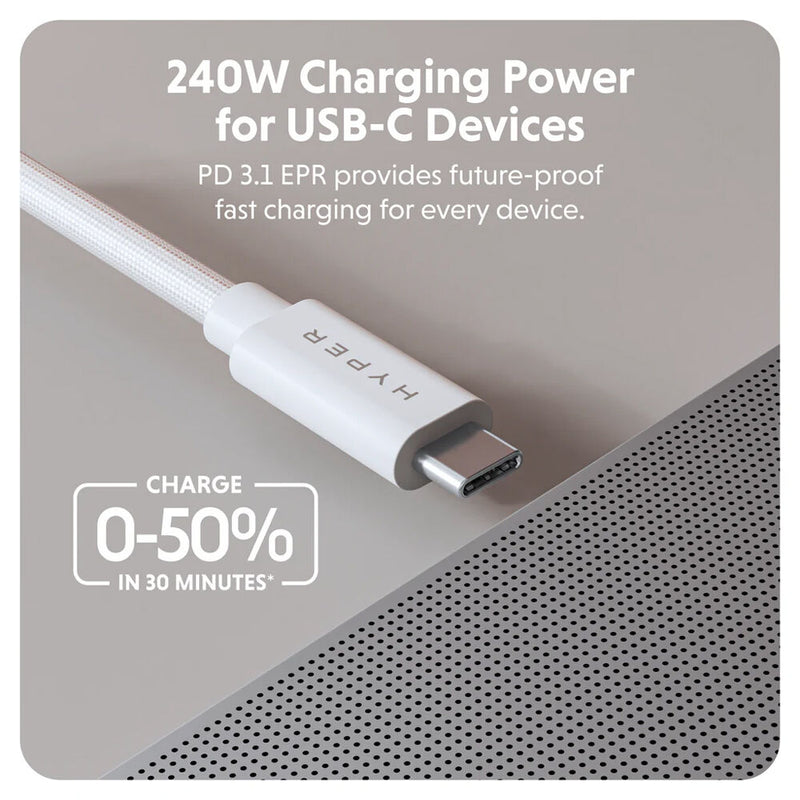 HYPER HyperDrive Next USB4 USB-C Cable (4', White)