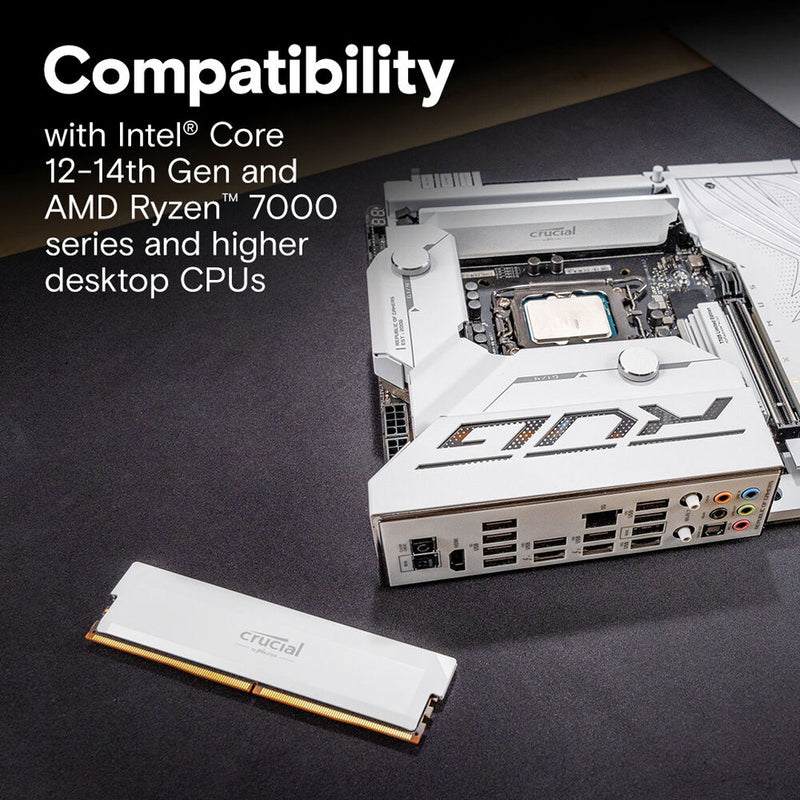 Crucial 16GB Pro Overclocking 6000 MHz UDIMM Memory Module (White)