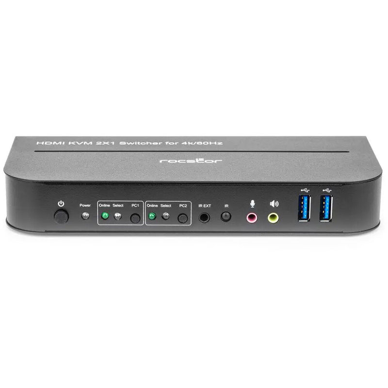 Rocstor SolidKVM SK06 4K HDMI and USB 3.0 2x1 KVM Switch (Black)