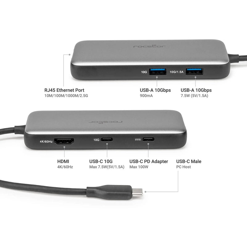 Rocstor 6-in-1 USB-C 3.2 Gen 2 Hub
