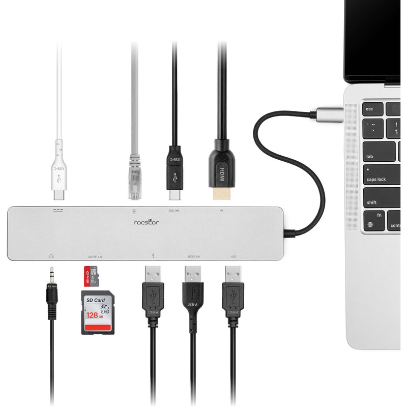 Rocstor 10-in-1 Dual Display USB-C 3.2 Gen 2 Hub