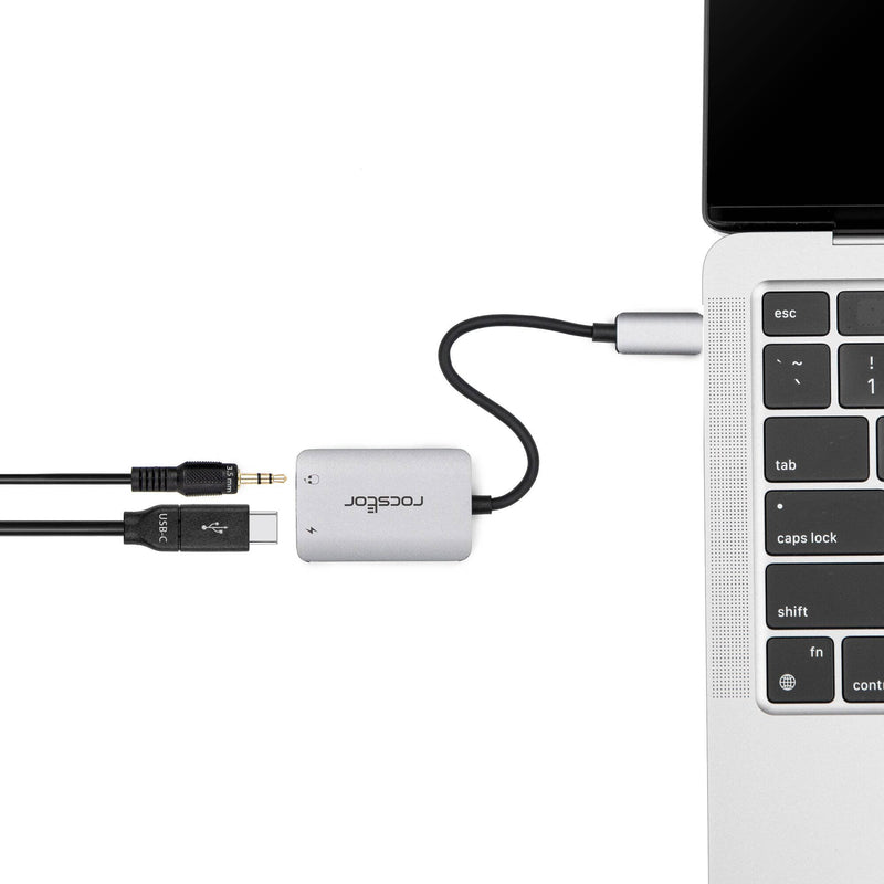 Rocstor USB-C to Hi-Res AUX 3.5mm Audio with 100W PD Adapter