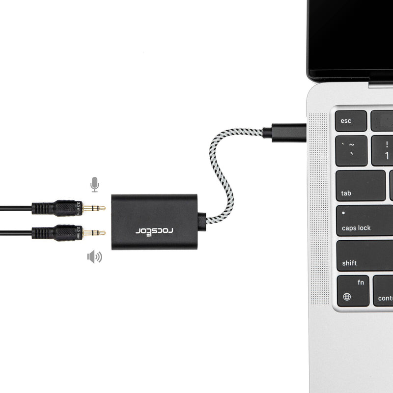 Rocstor USB-C to Dual 3.5mm Audio Adapter