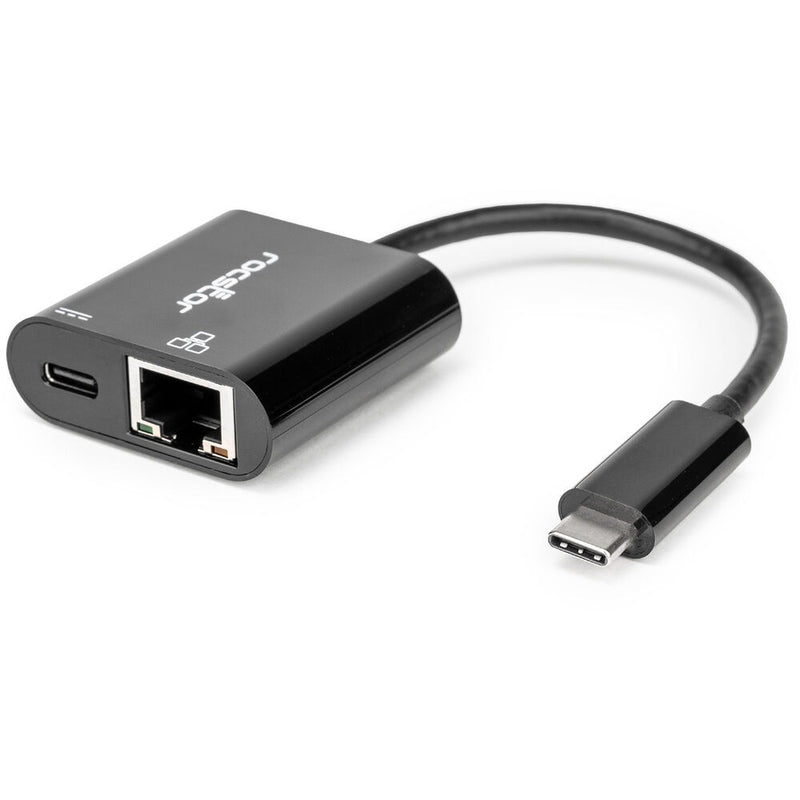 Rocstor USB-C to to Gigabit Ethernet Adapter with 100W USB-C Power Delivery (White)
