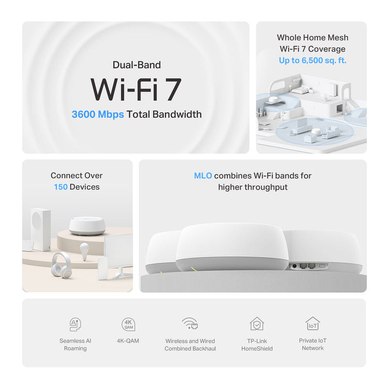 TP-Link Deco BE23 Wi-Fi 7 BE3600 Wireless Dual-Band 2.5G Mesh System (3-Pack)