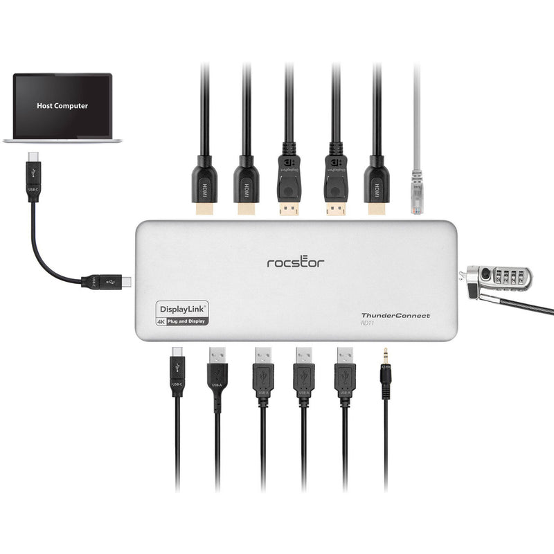 Rocstor ThunderConnect RD11 USB-C Triple Display Docking Station