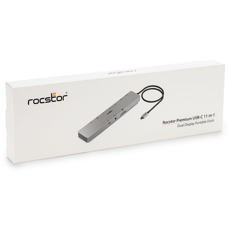 Rocstor USB-C 11-in-1 Dual Display Portable Dock with DP 1.4 Alt Mode