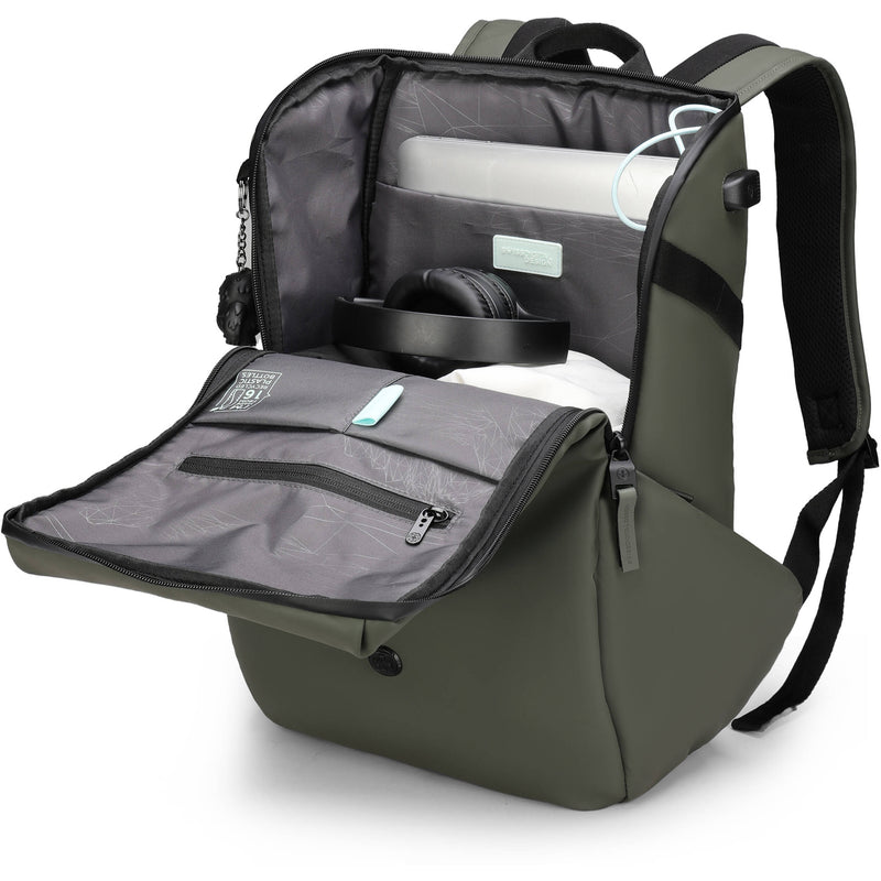Swissdigital LAMONE L Backpack with LED (Dark Green, 18L)