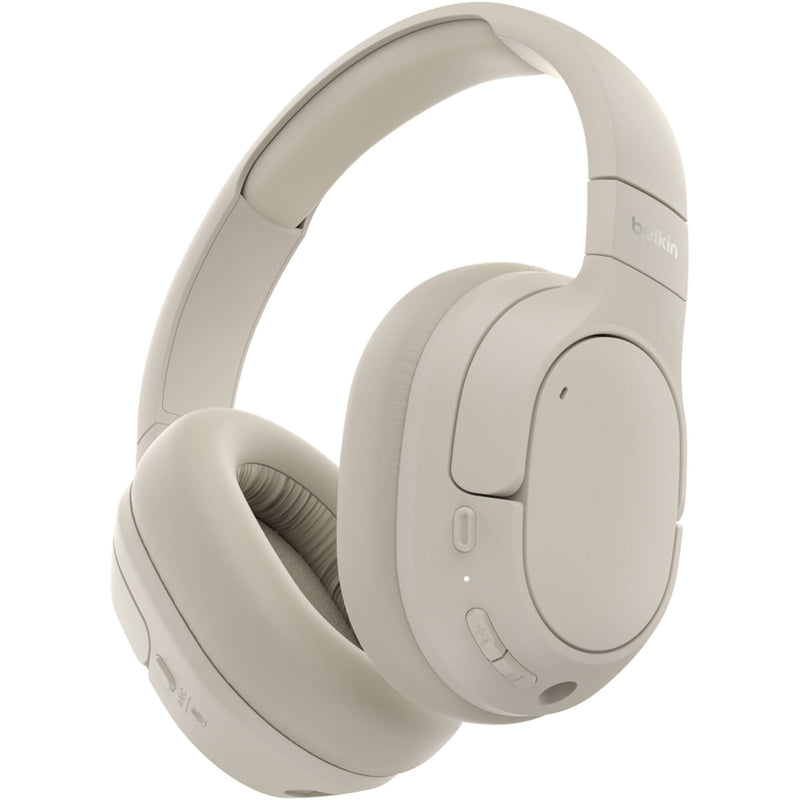 Belkin SoundForm Isolate Wireless Noise-Canceling Over-Ear Headphones (Sand)