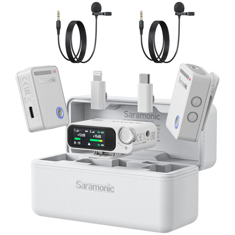 Saramonic Ultra 2-Person Digital Wireless Omnidirectional Lavalier Microphone System for Cameras and Mobile Devices (White)