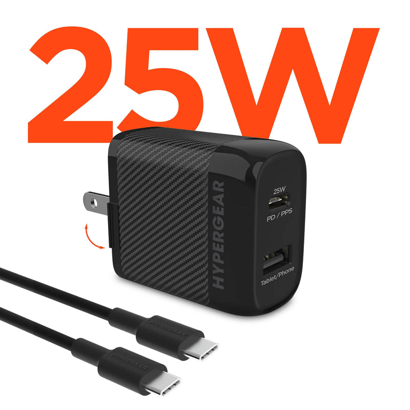 HyperGear SpeedBoost Dual Output 25W Wall Charger Kit (Black)