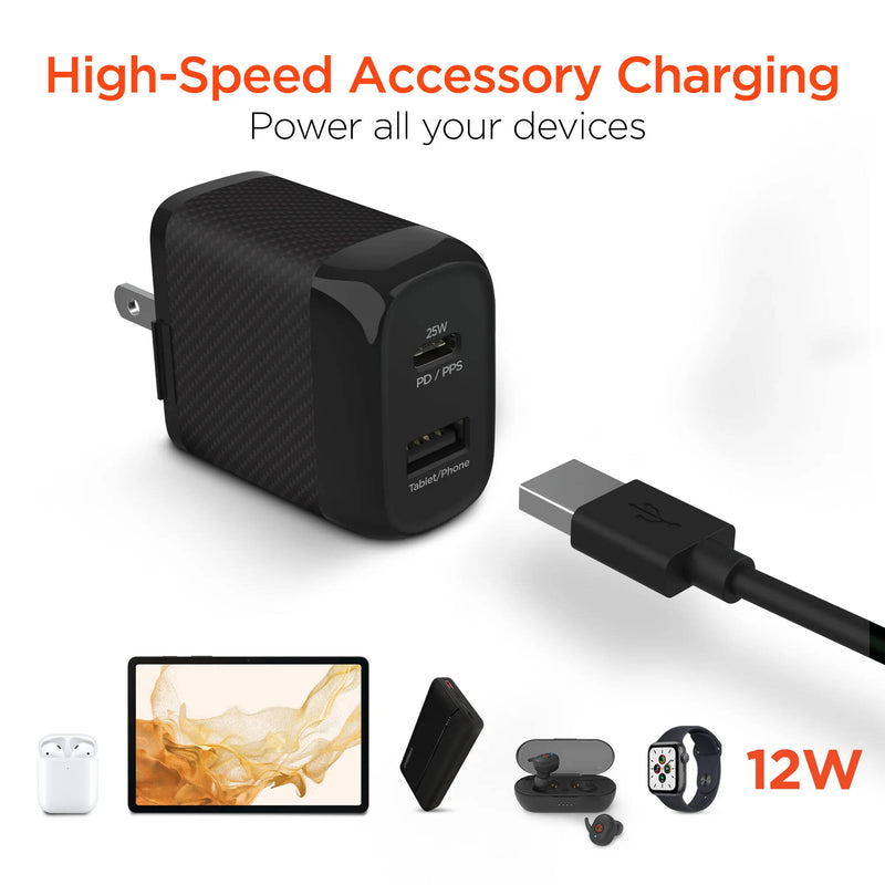 HyperGear SpeedBoost Dual Output 25W Wall Charger Kit (Black)