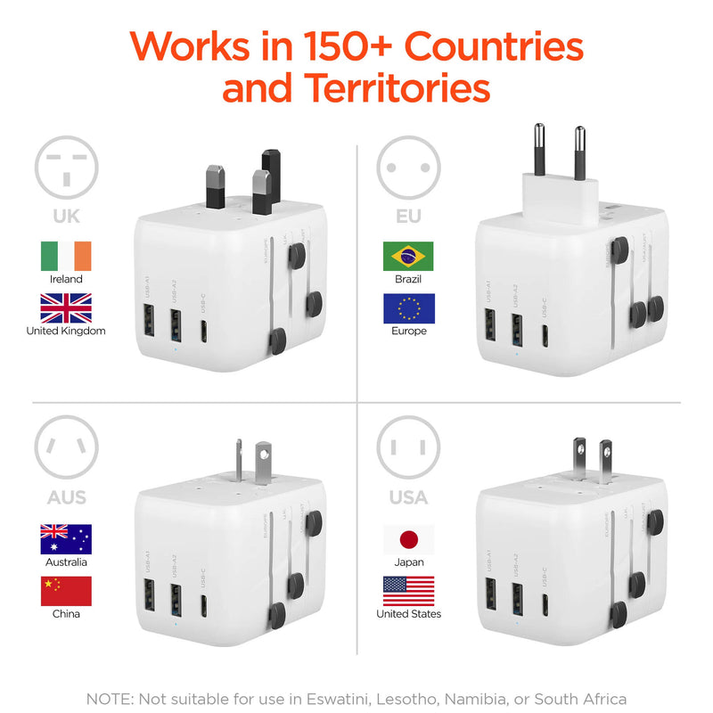 HyperGear 4-in-1 Worldwide Travel Adapter (White)