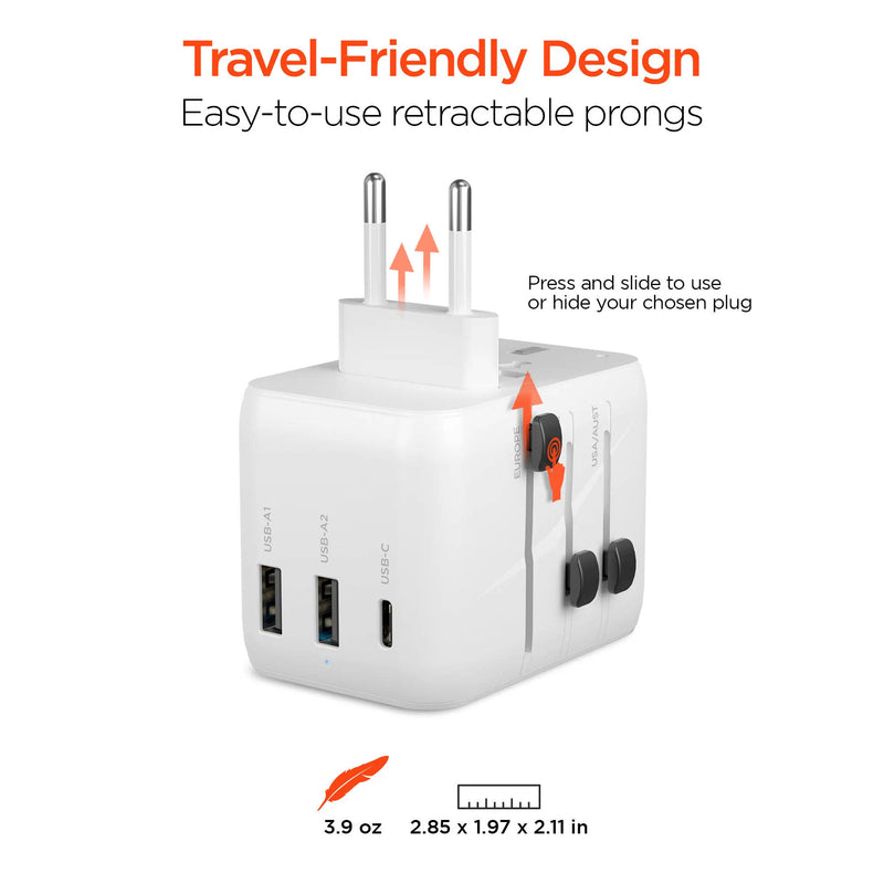 HyperGear 4-in-1 Worldwide Travel Adapter (White)