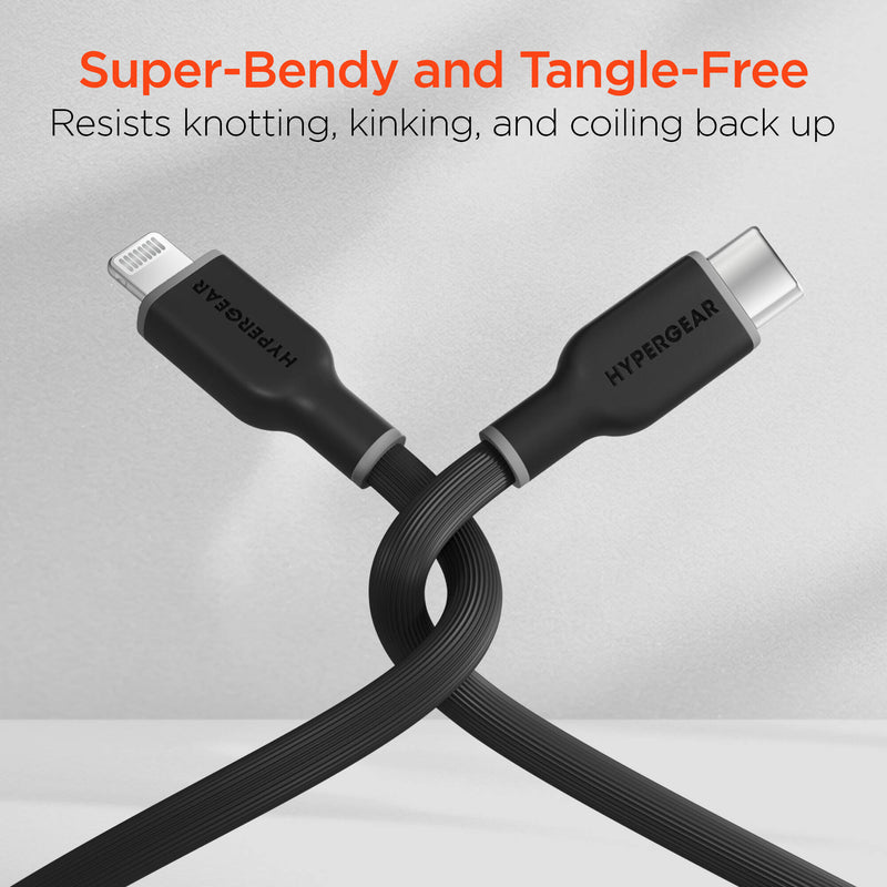 HyperGear Flexi Pro USB-C to Lightning Cable (10', Black)