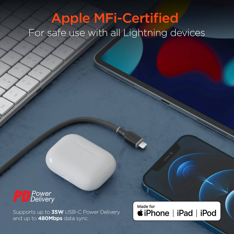 HyperGear Flexi Pro USB-C to Lightning Cable (10', Black)