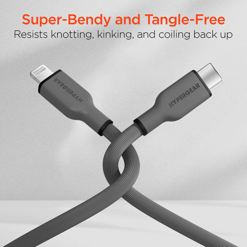 HyperGear Flexi Pro USB-C to Lightning Cable (10', Gray)