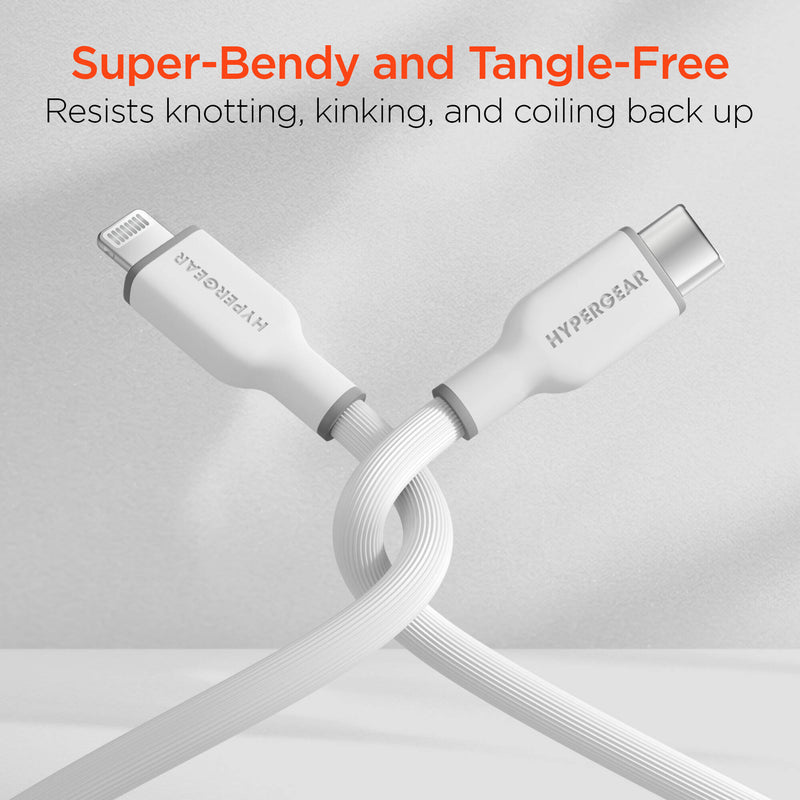 HyperGear Flexi Pro USB-C to Lightning Cable (10', White)