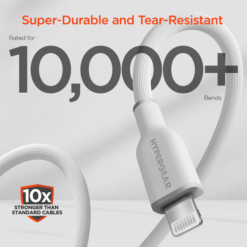 HyperGear Flexi Pro USB-C to Lightning Cable (10', White)