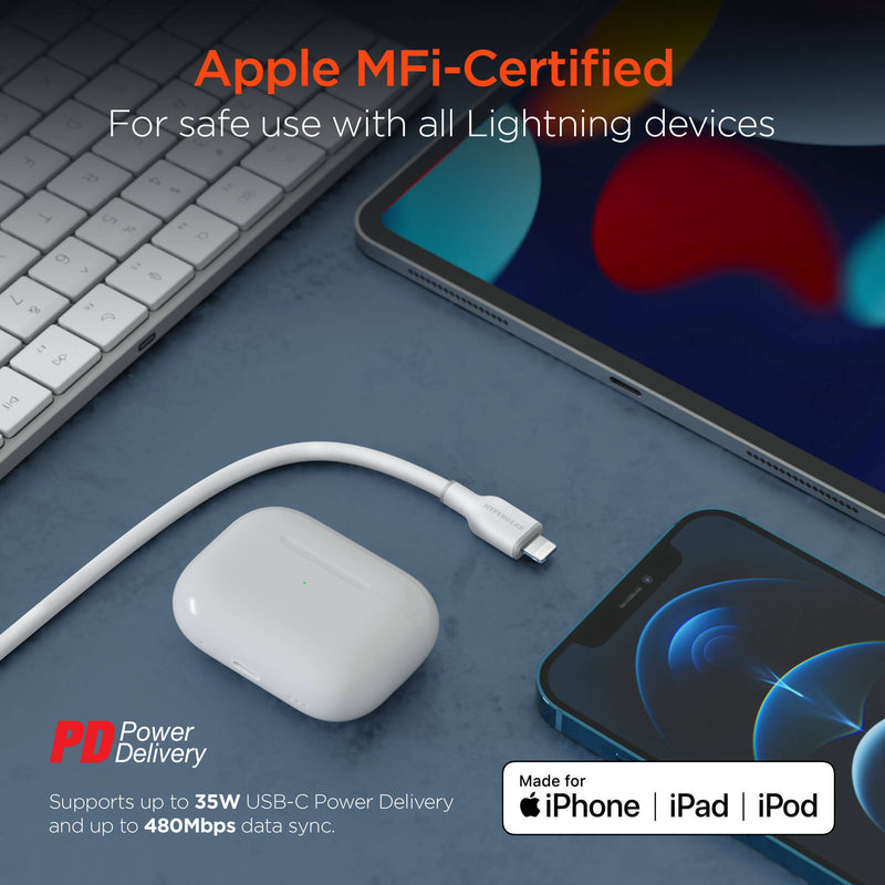 HyperGear Flexi Pro USB-C to Lightning Cable (10', White)