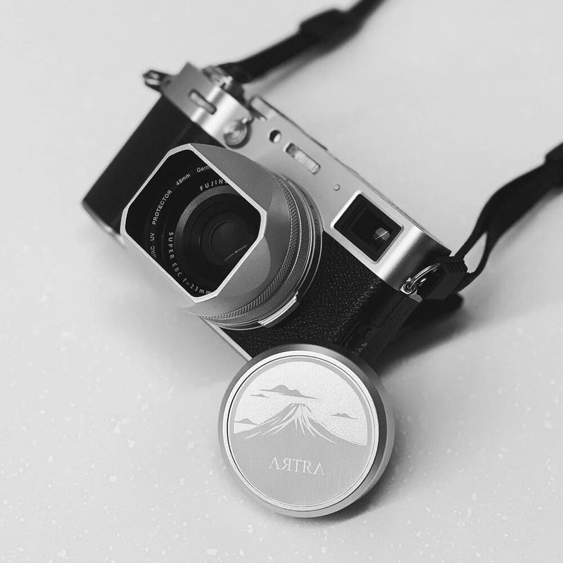 Artra Lab Lens Hood and Adapter Ring Set with Cap for FUJIFILM X100V and X100VI (Silver)