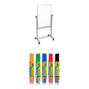 Luxor Mobile Magnetic Reversible 24 x 36" Whiteboard & Assorted PILOT V Marker Kit