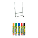 Luxor Mobile Magnetic Reversible 35.5 x 47.25" Whiteboard & Assorted PILOT V Marker Kit