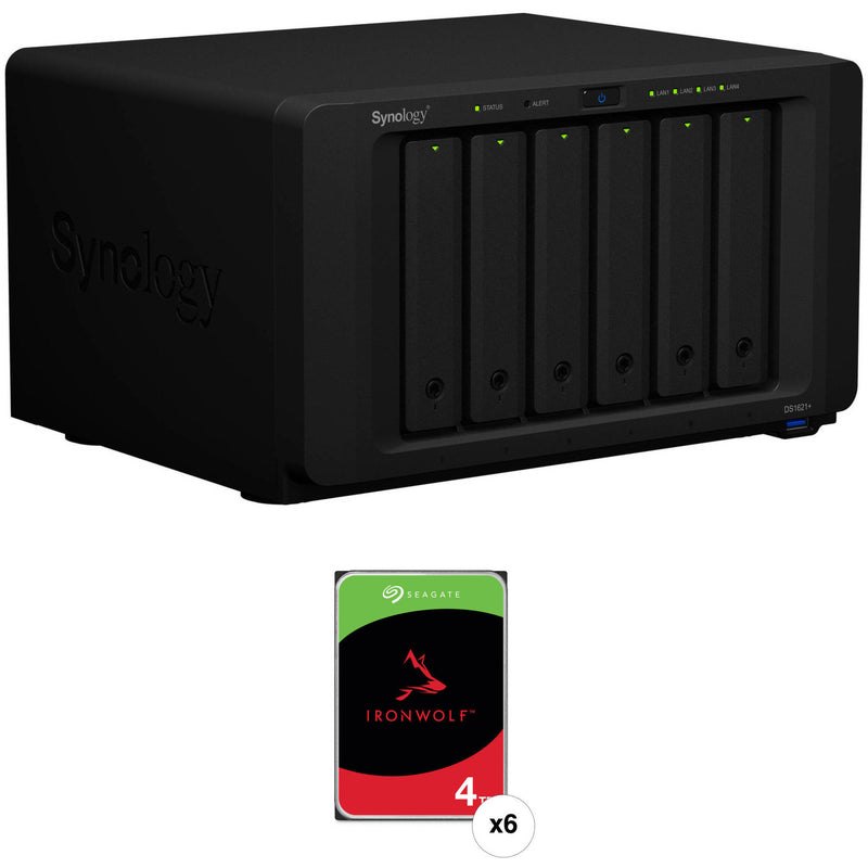 Synology 24TB DiskStation DS1621+ 6-Bay NAS Enclosure Kit with Seagate IronWolf NAS Drives (6 x 4TB)