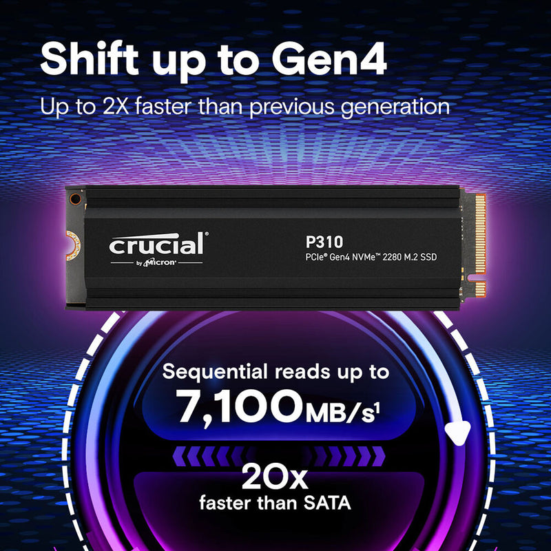 Crucial 1TB P310 NVMe PCIe 4.0 M.2 Internal SSD with Heatsink