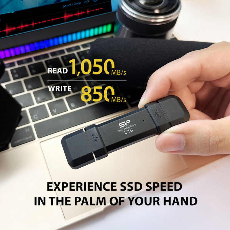 Silicon Power 2TB DS72 Dual USB 3.2 Gen 2 Portable SSD (USB-C / USB-A)