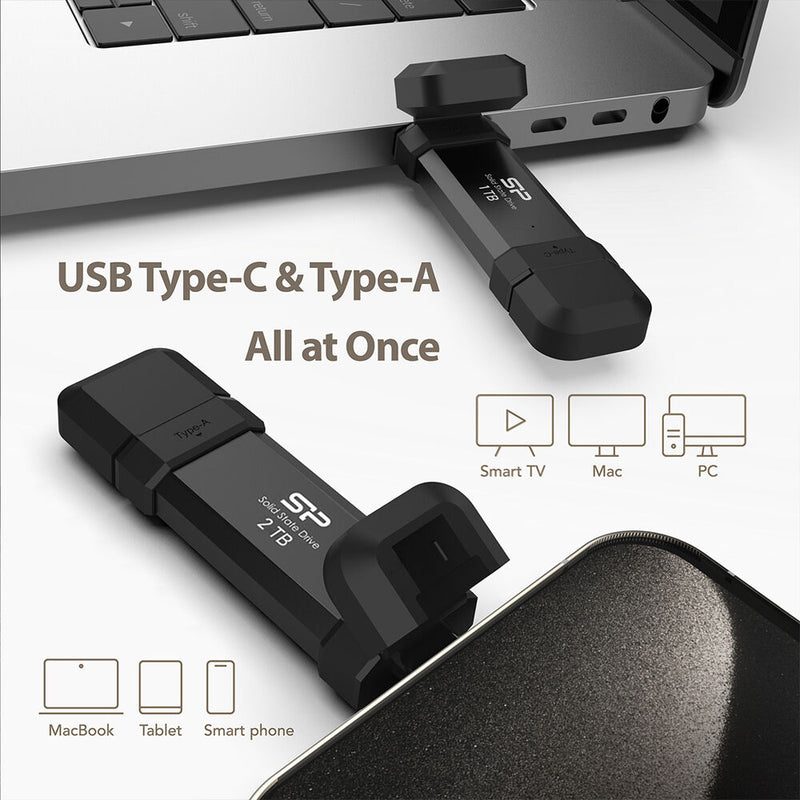 Silicon Power 2TB DS72 Dual USB 3.2 Gen 2 Portable SSD (USB-C / USB-A)