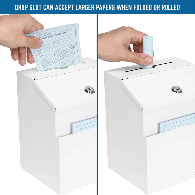 Barska Suggestion & Ballot Drop Box with Paper Holder & Key Lock (White)