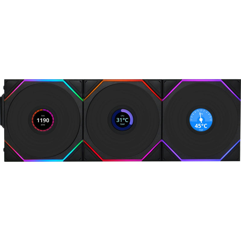 Lian Li 120mm UNI FAN TL LCD Wireless RGB Case Fan (Black, 3-Pack)