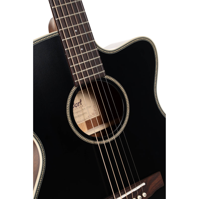 Cort Essence Series Orchestra Model Acoustic/Electric Guitar (Black Top Semi Gloss)