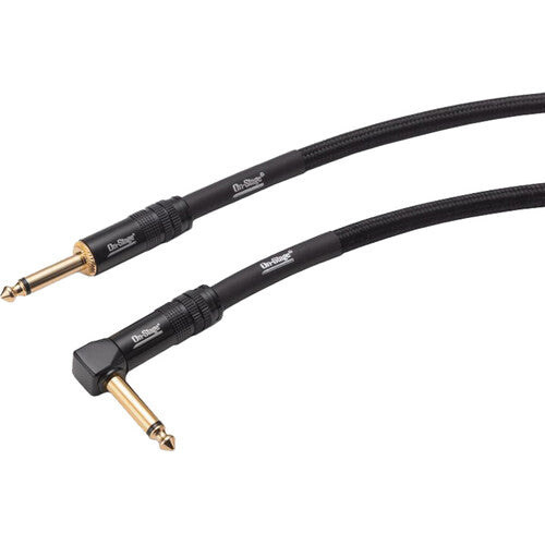 On-Stage Braided Straight 1/4" Male to Right-Angle 1/4" Male Instrument Cable (15')