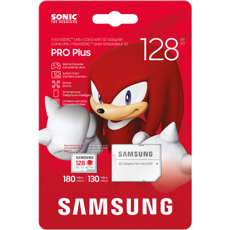 Samsung 128GB PRO Plus Sonic the Hedgehog UHS-I microSDXC Memory Card with SD Adapter
