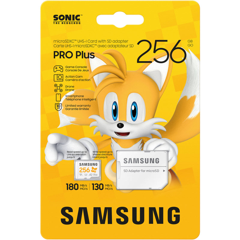 Samsung 256GB PRO Plus Sonic the Hedgehog UHS-I microSDXC Memory Card with SD Adapter