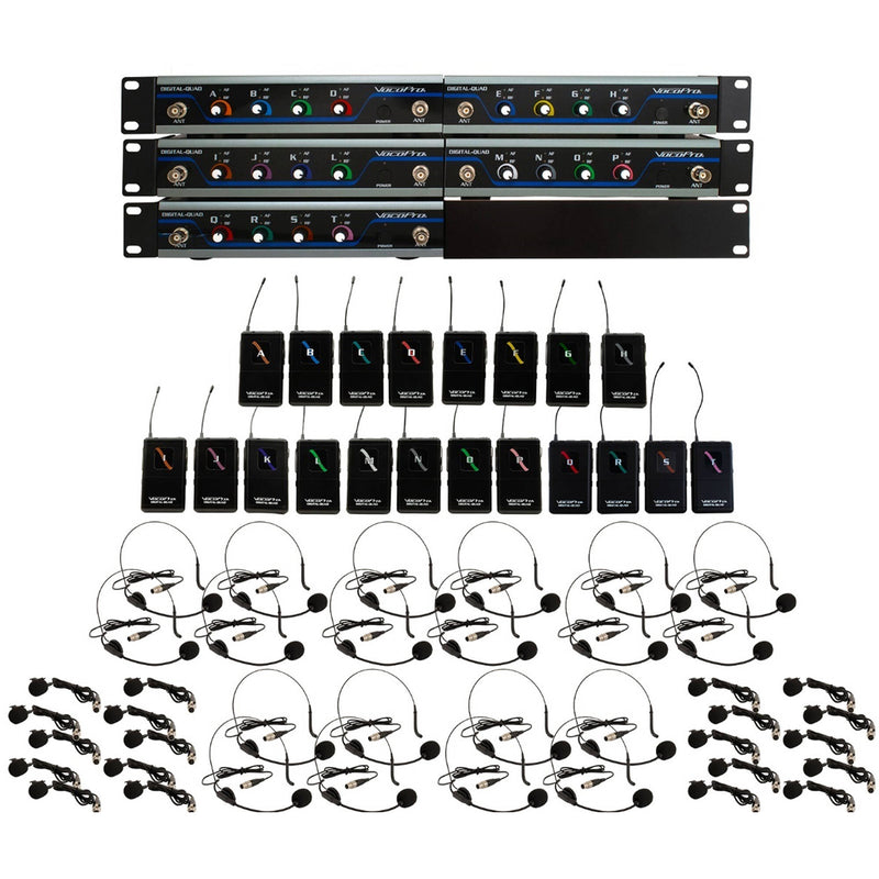 VocoPro Digital-Play-20 Wireless System with 20 Headset/Lavalier Microphones (500 to 900 MHz)