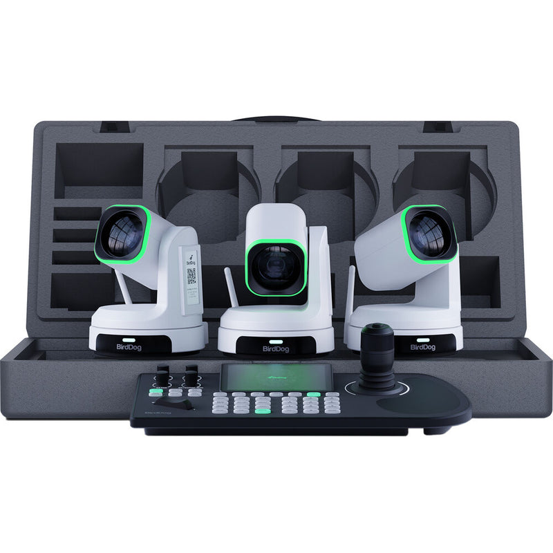 BirdDog 3 x X1 Ultra PTZ Cameras & KBD PTZ Controller Bundle (White)