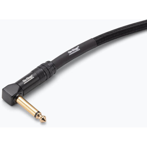 On-Stage Braided Straight 1/4" Male to Right-Angle 1/4" Male Instrument Cable (25')