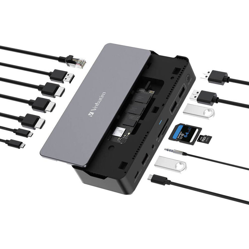 Verbatim 15-in-1 USB-C Pro Docking Station with 256GB Vi3000 SSD