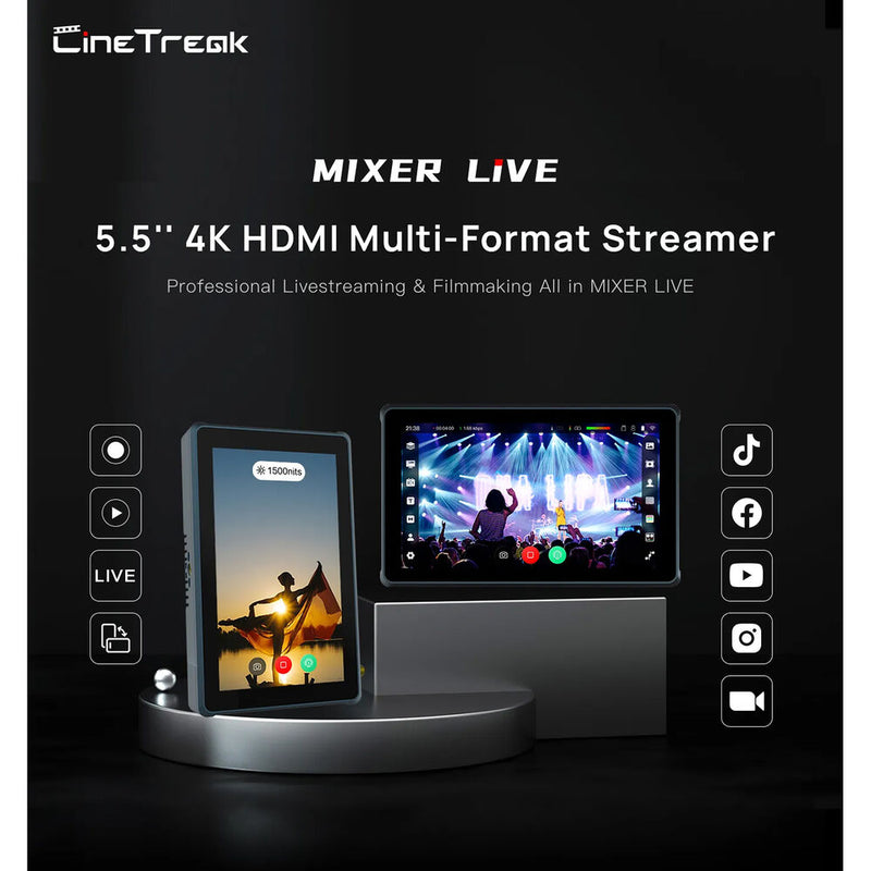 CineTreak MIXER LiVE 4K Video Streamer & Recorder with 5.5" Touchscreen Display