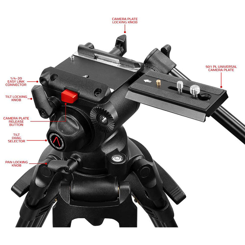 SHAPE Freelance Heavy-Duty Tripod with Fluid Head