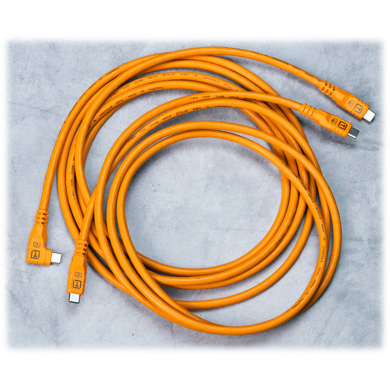 Tether Tools TetherPro Optima USB-C Cable (6', High-Visibility Orange, Right-Angle)
