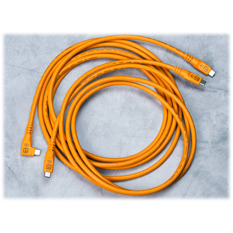 Tether Tools TetherPro Optima USB-C Cable (10', High-Visibility Orange, Right-Angle)