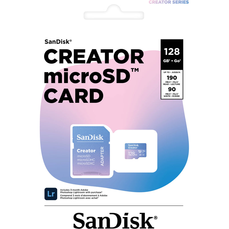 SanDisk 128GB Creator Series UHS-I microSDXC Memory Card with SD Adapter