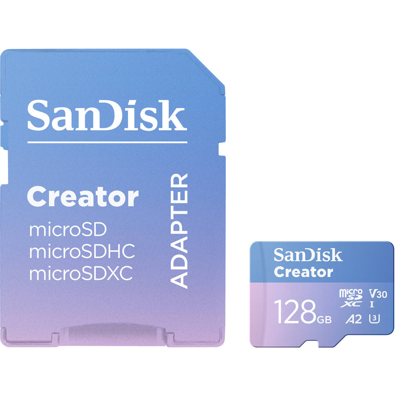 SanDisk 128GB Creator Series UHS-I microSDXC Memory Card with SD Adapter